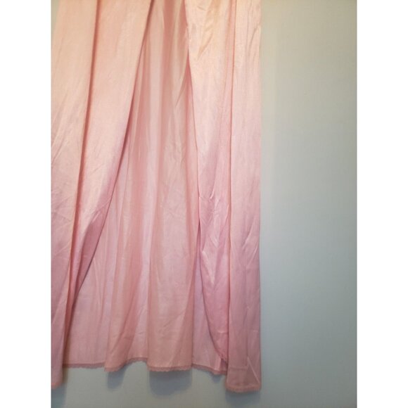 VTG 80s Vassarette Womens M Pegnoir Maxi Robe Pink Lace Open Front 3/4 Sleeve - Picture 3 of 6